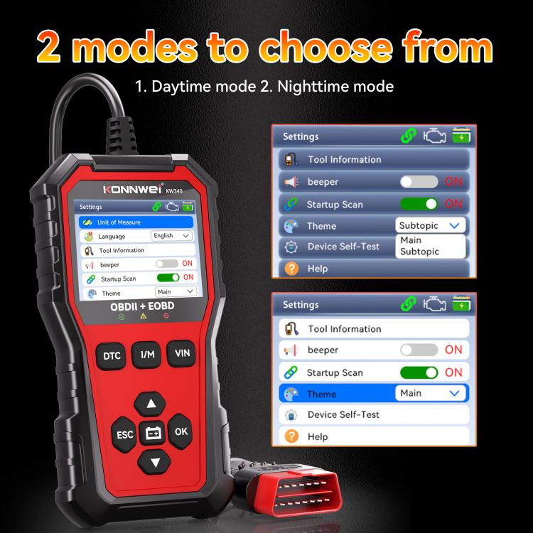 KONNWEI OBDII EOBD CAN Engine Code Reader Car Diagnostic Tool 9 Languages