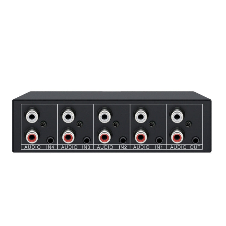 4 In 1 Out  3.5mm + RCA Audio Switcher 4 Channels Audio Converter - Black