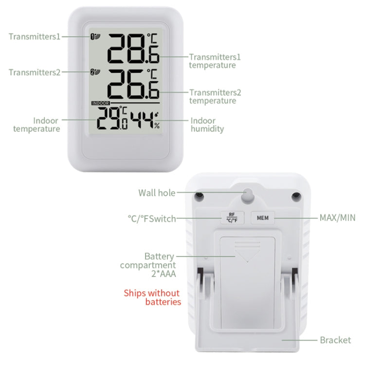 TS-FT0402 2-In-1 Home Wireless Digital Thermometer Wall-Mounted Greenhouse Thermometer - White