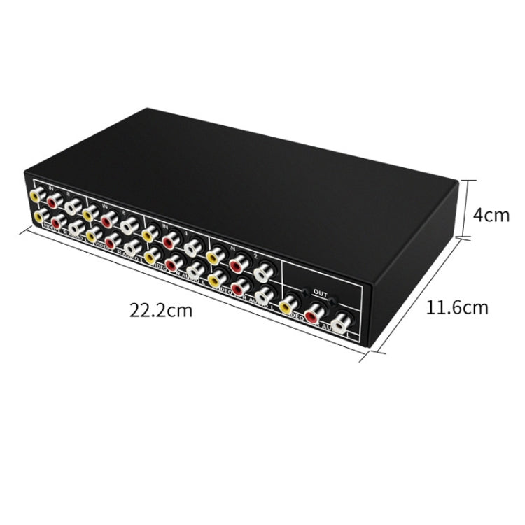 VSW81 AV 8 In 1 Out Audio and Video Switcher RCA Switch Splitter - Black