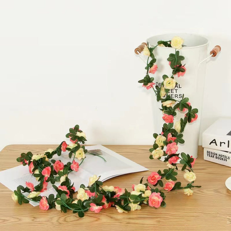 2pcs Simulated Rose Vine Plant Wedding Living Room Christmas Decoration, Color: Yellow + Dark Pink