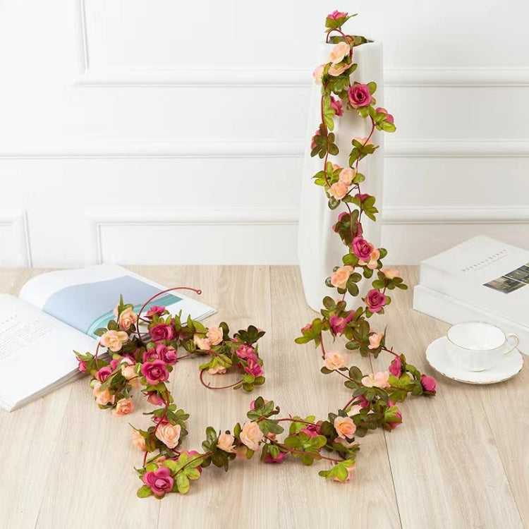 2pcs Simulated Rose Vine Plant Wedding Living Room Christmas Decoration, Color: Autumn Style Rose Red