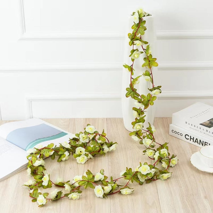 2pcs Simulated Rose Vine Plant Wedding Living Room Christmas Decoration, Color: Autumn Style White