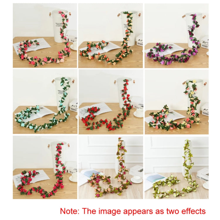 2pcs Simulated Rose Vine Plant Wedding Living Room Christmas Decoration, Color: Autumn Style Rose Red