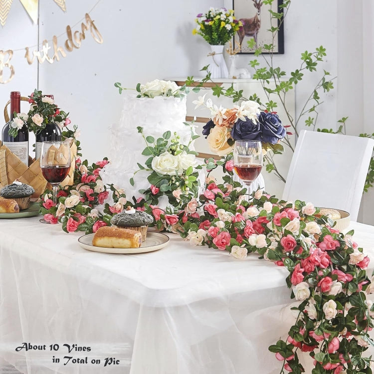 2pcs Simulated Rose Vine Plant Wedding Living Room Christmas Decoration, Color: Bright Red
