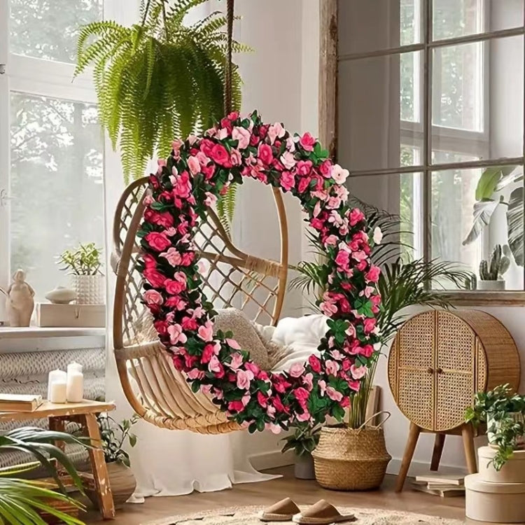 2pcs Simulated Rose Vine Plant Wedding Living Room Christmas Decoration, Color: Bright Red