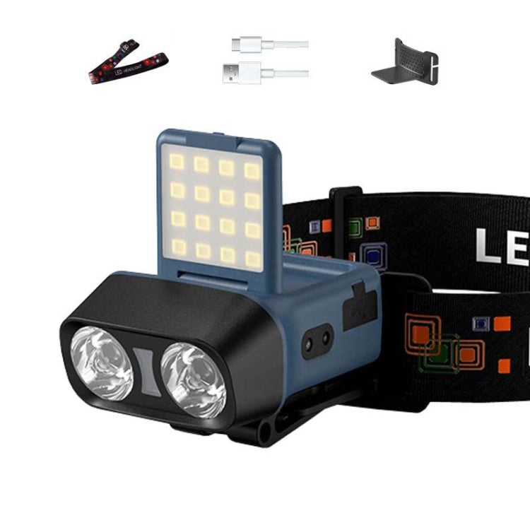 Head-Mounted LED Outdoor Sensor Long Range Fishing Work Headlamp, Style: Blue Standard