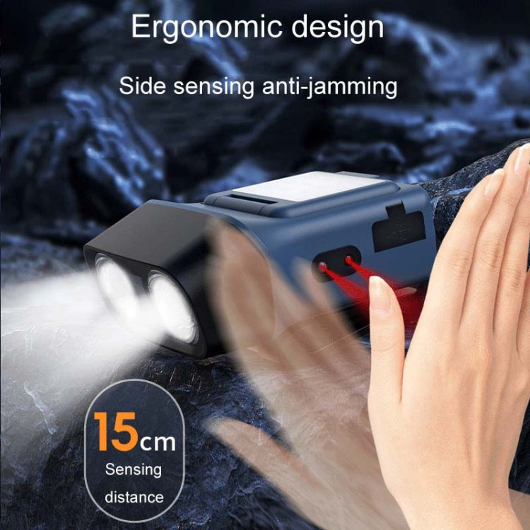Head-Mounted LED Outdoor Sensor Long Range Fishing Work Headlamp, Style: Blue Standard