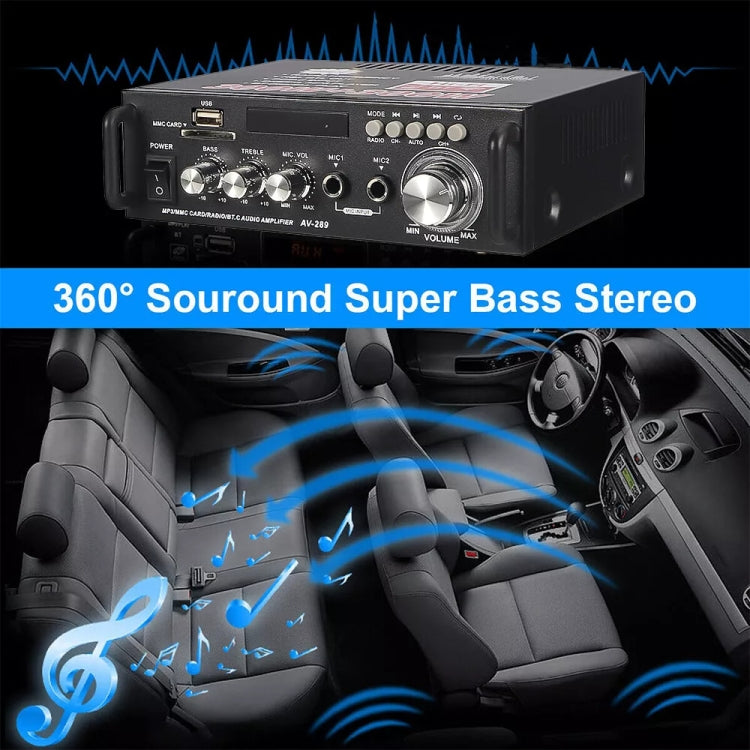 AV-298BT 300W+300W Hi-Fi Stereo Amplifier Bluetooth Home Audio Karaoke Digital Amplifier UK Plug
