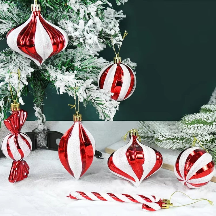 14pcs /Set Christmas Tree Ornaments Lollipops Swirls Painted Candies - Red White