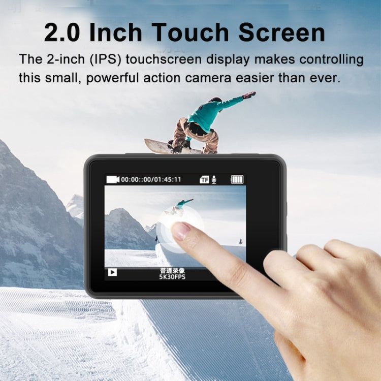 5K/30FPS WIFI HD Anti-Shake Remote Touch Dual-Screen IP68 Waterproof Sports Camera - Microphone Version
