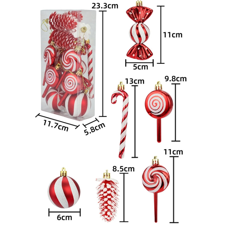 15pcs /Set Christmas Tree Ornaments Lollipops Swirls Painted Candies