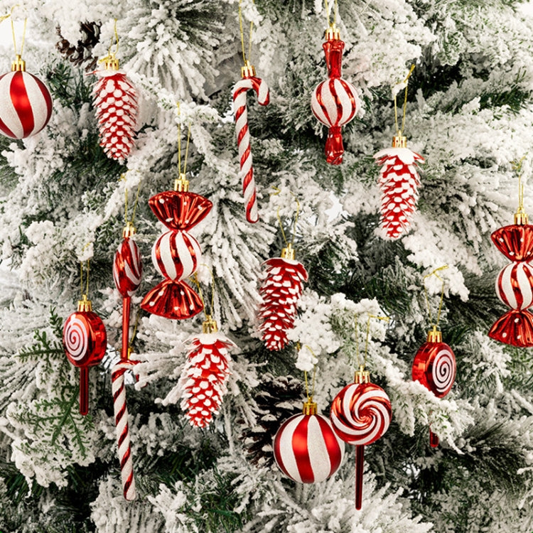 15pcs /Set Christmas Tree Ornaments Lollipops Swirls Painted Candies