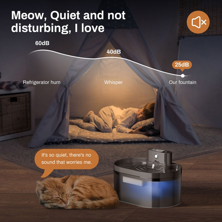 2.2L Smart Pet Water Fountain Wireless Infrared Sensor Battery Model Cats Water Dispenser