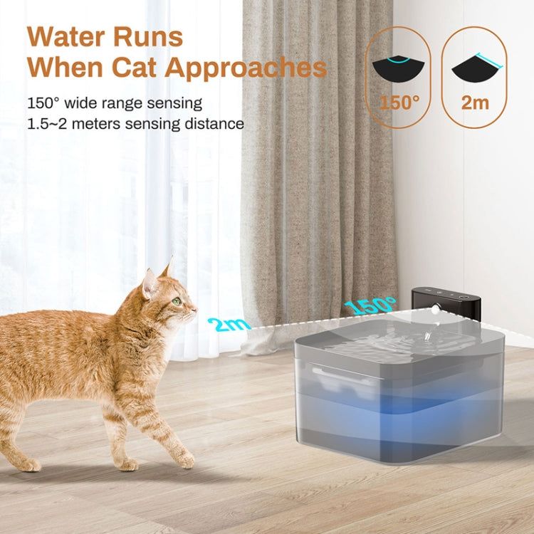 2.2L Smart Pet Water Fountain Wireless Infrared Sensor Battery Model Cats Water Dispenser