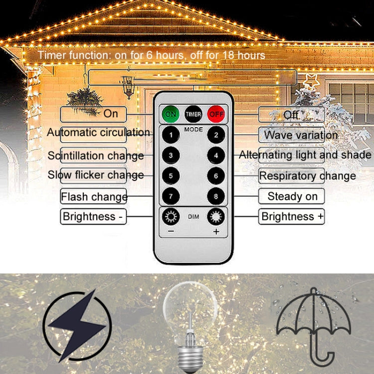 LED Llight String Outdoor Waterproof Christmas Holiday Garden Decoration, Length: 30m 300 Light - Warm Light USB
