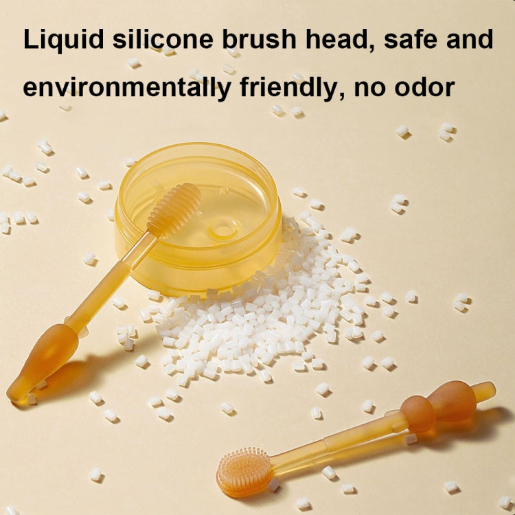 Food-grade Silicone Baby Milk Toothbrush + Tongue Brush Children Oral Cleaning Brush, Color: Beige