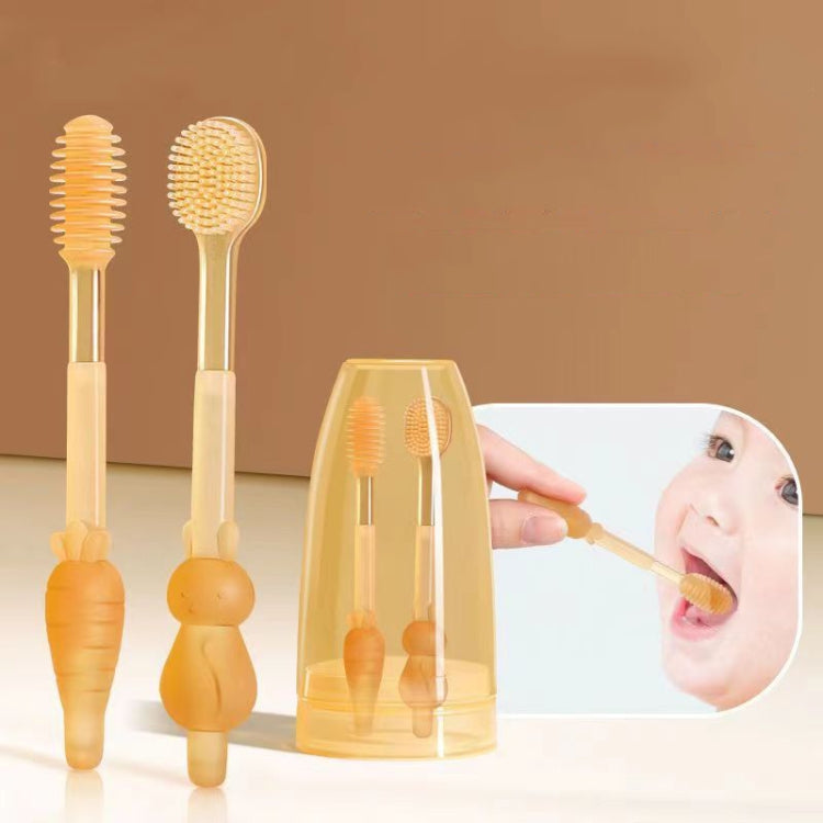 Food-grade Silicone Baby Milk Toothbrush + Tongue Brush Children Oral Cleaning Brush, Color: Green