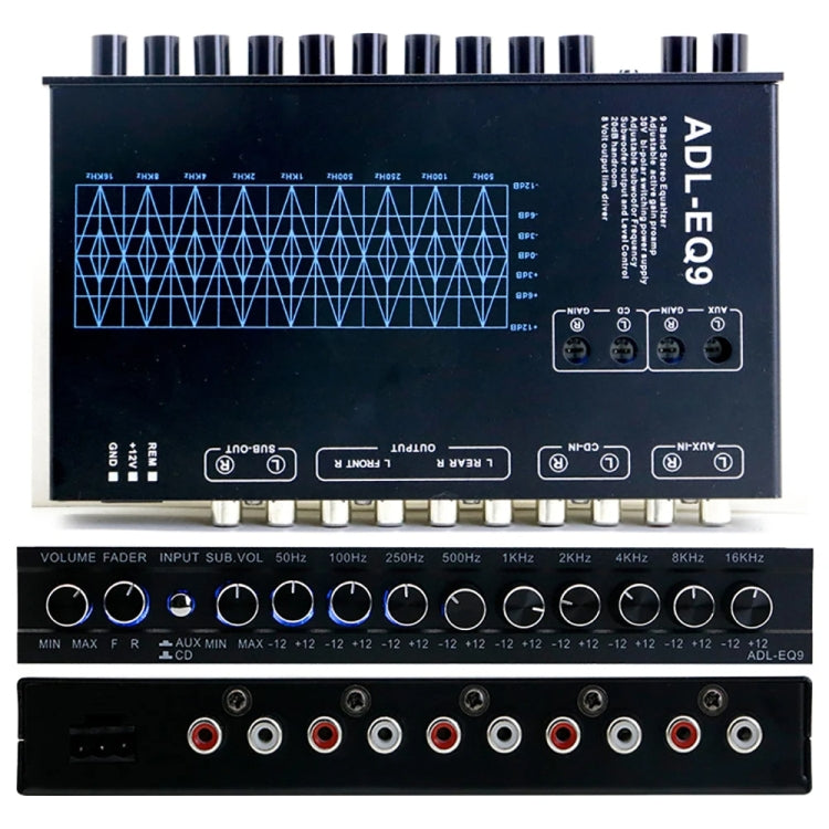 ADL-EQ9  Car Audio 9-Band Equalizer EQ Tuning Crossover Amplifier - Black
