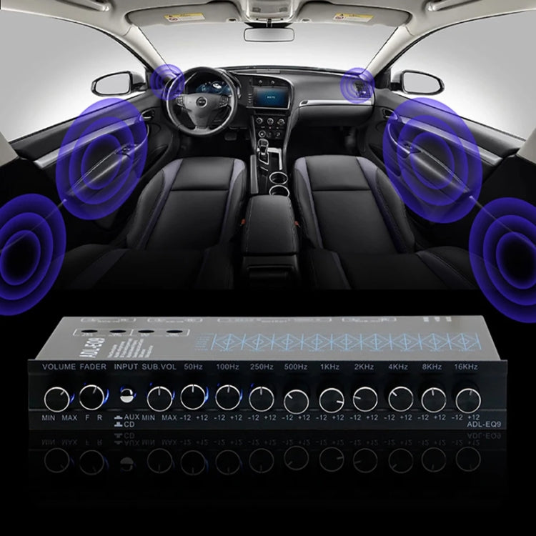ADL-EQ9  Car Audio 9-Band Equalizer EQ Tuning Crossover Amplifier - Black