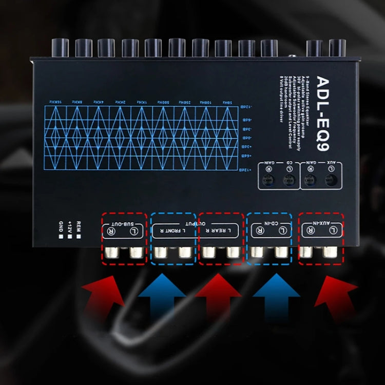 ADL-EQ9  Car Audio 9-Band Equalizer EQ Tuning Crossover Amplifier - Black