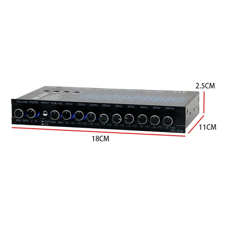 ADL-EQ9  Car Audio 9-Band Equalizer EQ Tuning Crossover Amplifier - Black