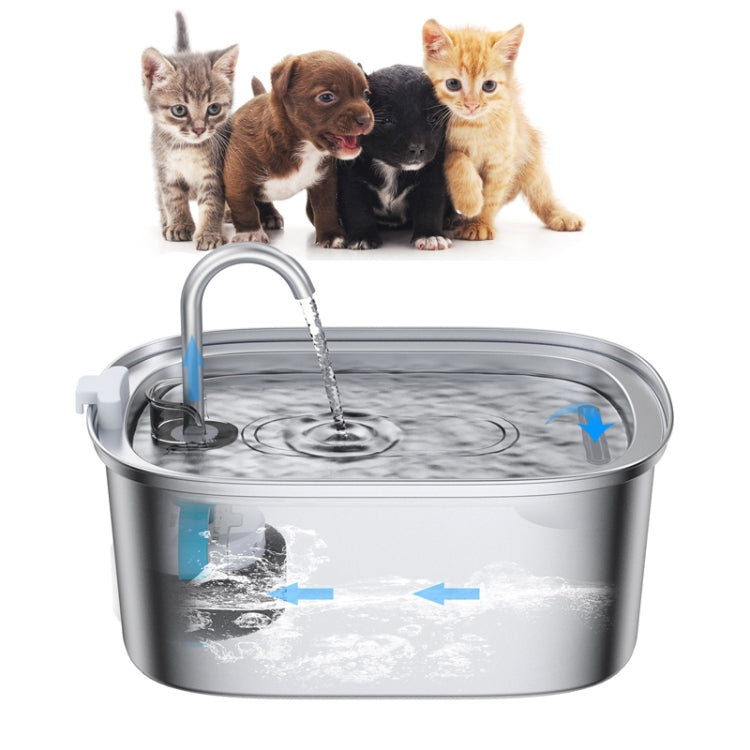 3.2L Stainless Steel Faucet Pet Water Fountain Quiet Cats Water Dispenser - USB Port