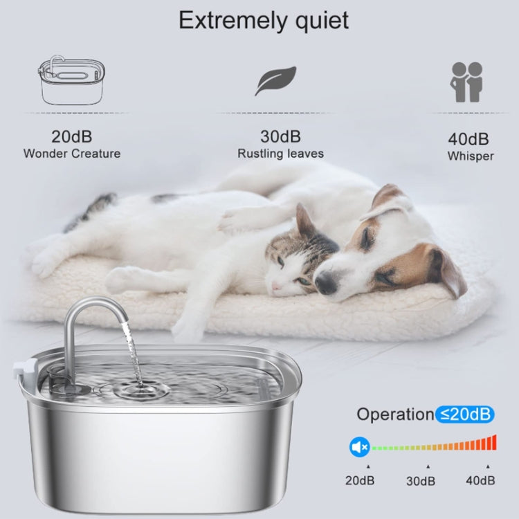 3.2L Stainless Steel Faucet Pet Water Fountain Quiet Cats Water Dispenser - USB Port