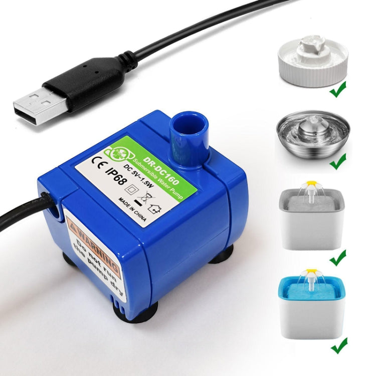 DC USB Pet Water Fountain Pump Cats Water Dispenser Brushless Silent Water Pump, Style: No LED Light