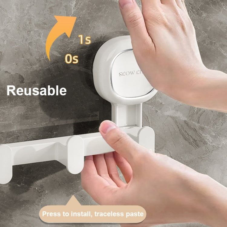 Multifunctional Suction Cup Hook Punch-free Traceless Adhesive Hook Storage Rack, Color: White