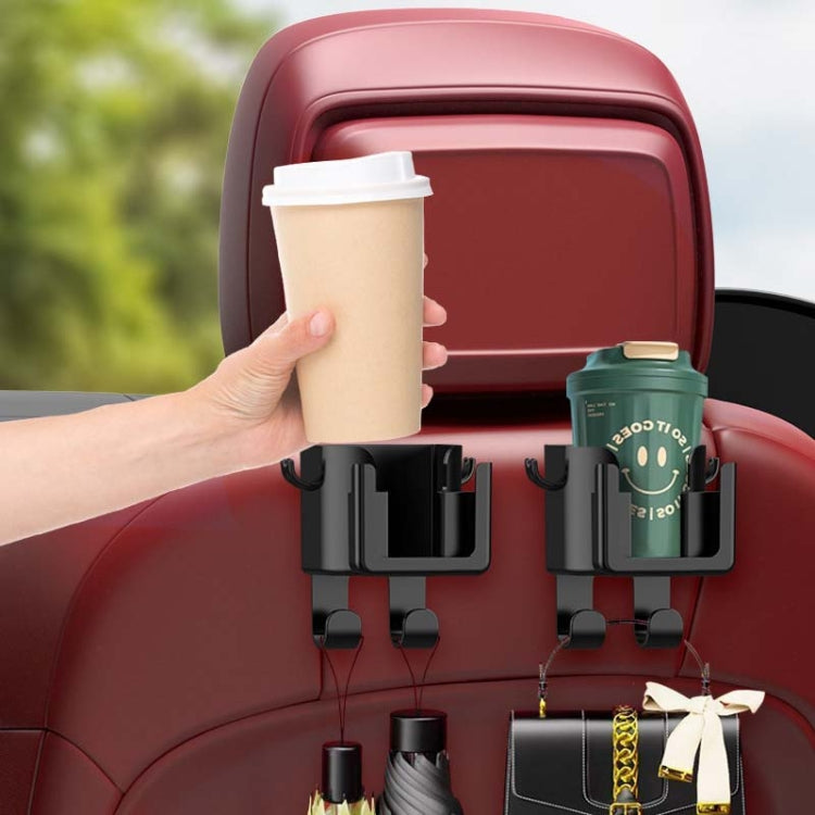 2pcs Car Multifunctional Cup Holder Vehicle Backseat Hook - Black 9976