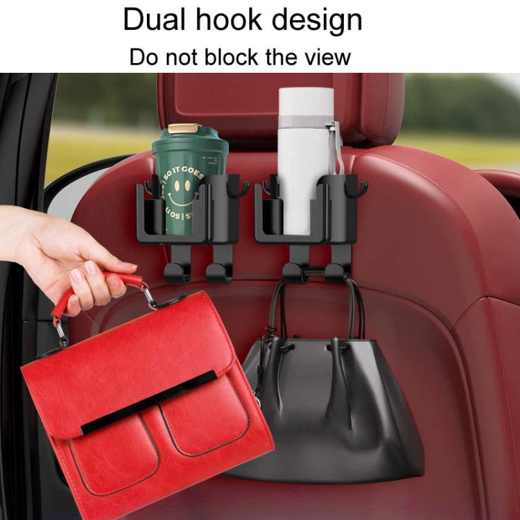 2pcs Car Multifunctional Cup Holder Vehicle Backseat Hook - Black 9976