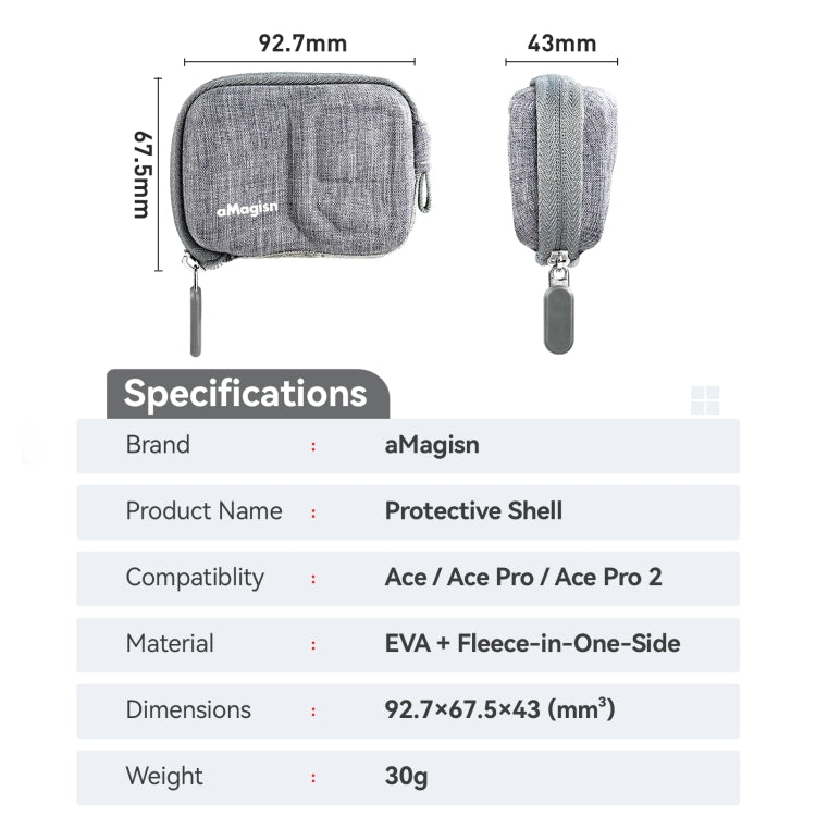For Insta360 Ace Pro 2 / Ace Pro / Ace AMagisn Body Bag Protective Shell Accessories - Gray