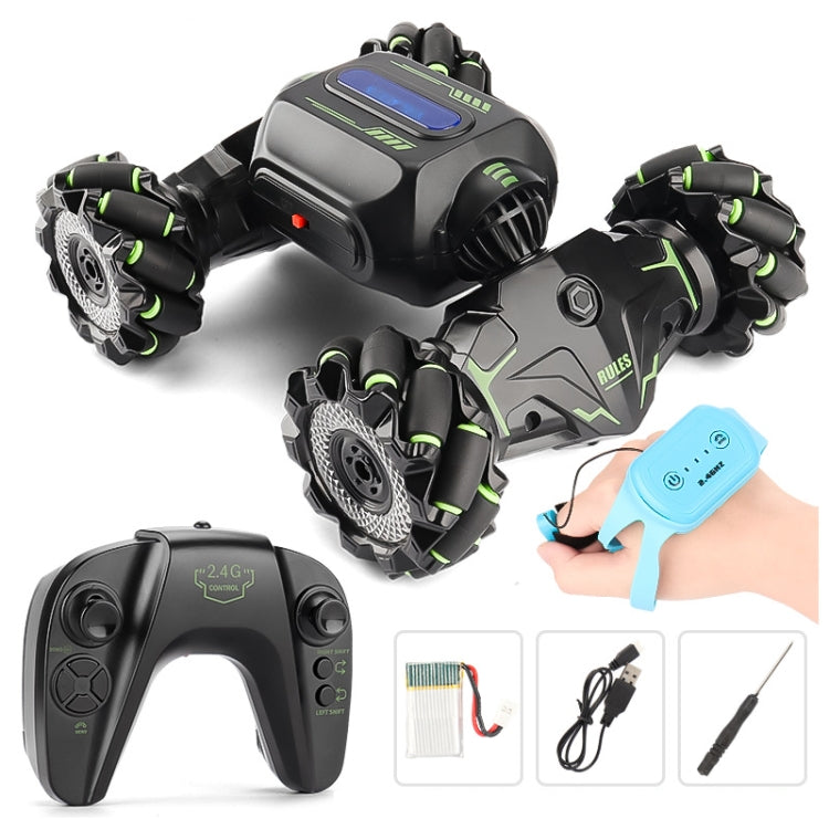 Children RC Car Toy Lights Electric Gesture Sensor Remote Control Twisting Stunt Car, Color: Green Dual RC - 1:12