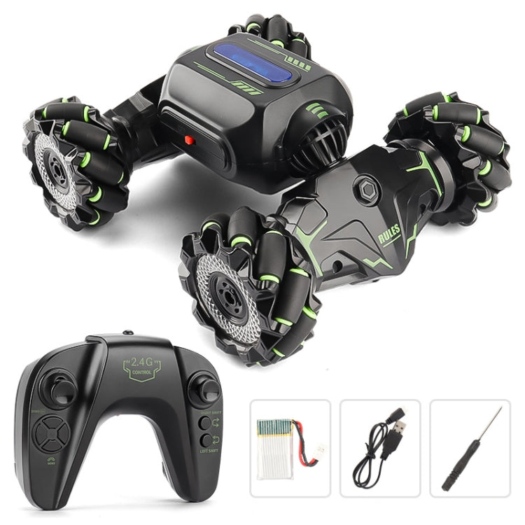 Children RC Car Toy Lights Electric Gesture Sensor Remote Control Twisting Stunt Car, Color: Green Single RC - 1:12