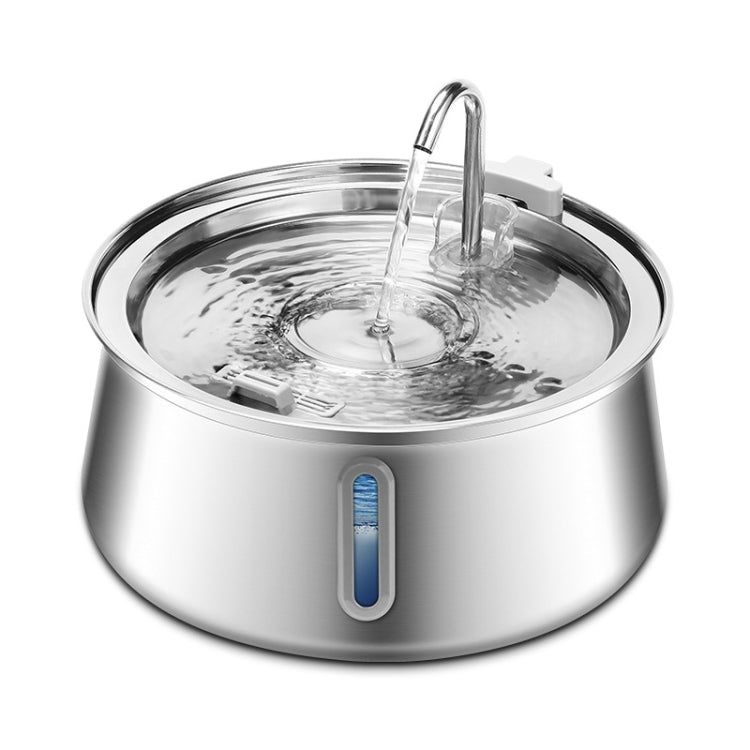 4L Pet Water Dispenser Stainless Steel Cats Water Fountain Large Capacity Automatic Cat Drinker, Style: With Window - USB Port