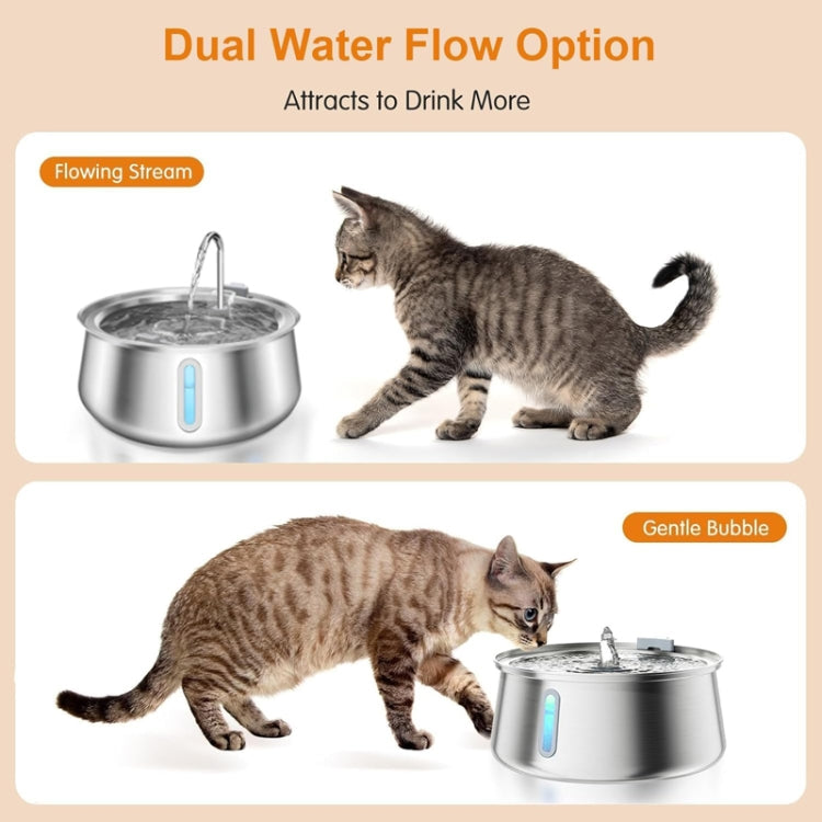 4L Pet Water Dispenser Stainless Steel Cats Water Fountain Large Capacity Automatic Cat Drinker, Style: Without Window - USB Port