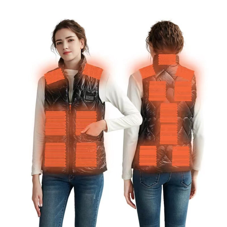 15 Areas Heated Shiny Vest For Women With 3 Independent Temperature Control, Size: S