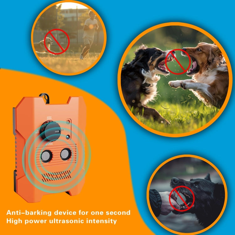 Ultrasonic Bark Stopper Anti-barking Dog Training Device With 3 Modes - Orange