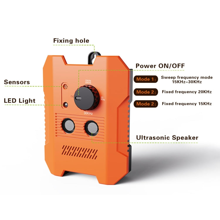 Ultrasonic Bark Stopper Anti-barking Dog Training Device With 3 Modes - Orange