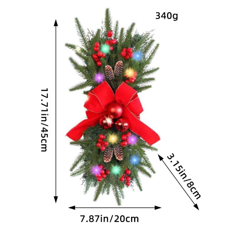 Christmas Wreath Rattan Door Pendant Decoration, Style: K1-23 Four Spruce Colored Light 45cm