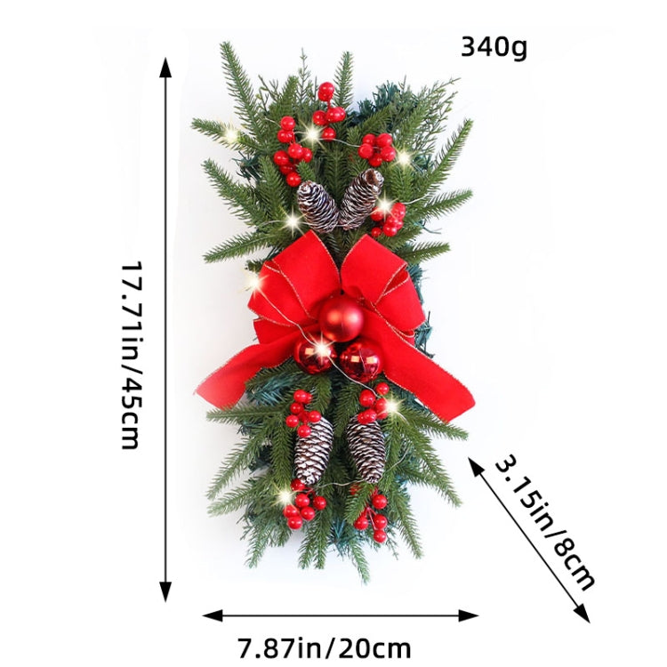 Christmas Wreath Rattan Door Pendant Decoration, Style: K1-23 Four Spruce Warm Light 45cm