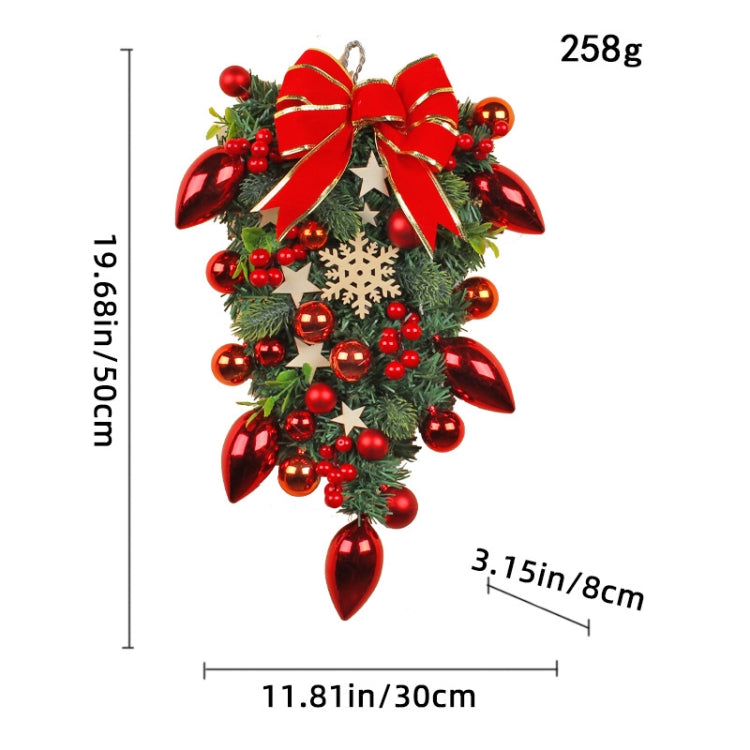 Christmas Wreath Rattan Door Pendant Decoration, Style: K1-4 Wine Red Snowflake 50cm