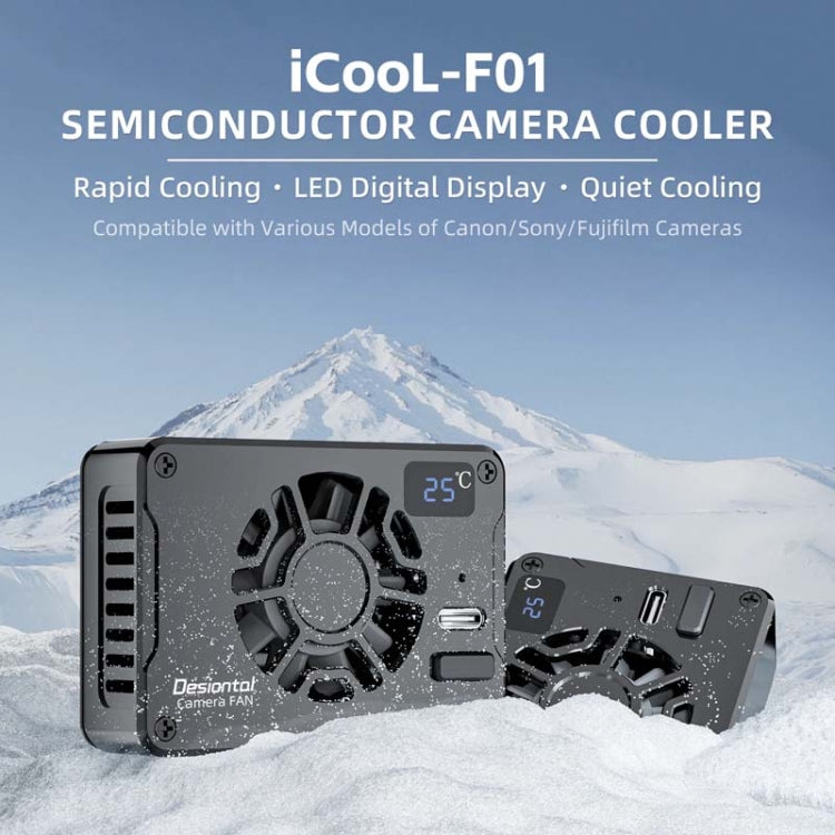 For Canon / Sony / FUJIFILM Desiontal F01 Portable Metal Case Semiconductor Camera Cooler SLR Cooling Fan