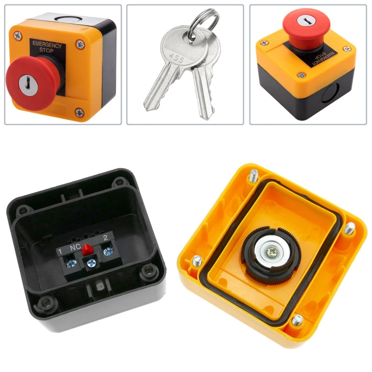 Elevator Pit Platform High-position Emergency Stop Switch With Bottom Box + Key - 1 Normally Open 1 Normally Closed