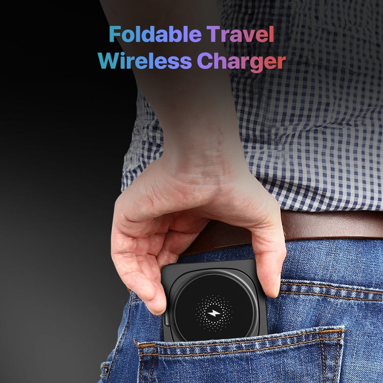 M9 3-In-1 Portable Magnetic Folding Wireless Charger Fast Charging Bracket - Black