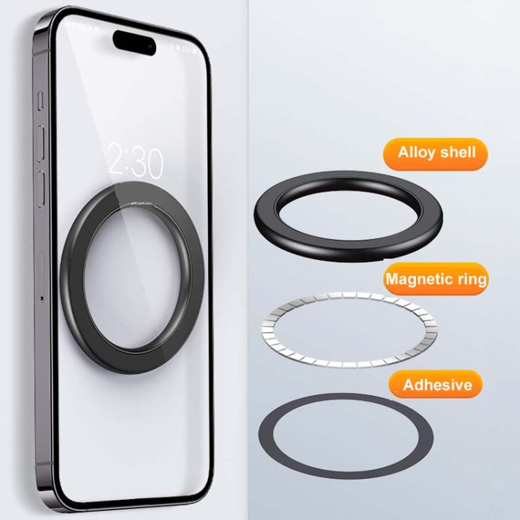 Magnetic Wall Mount Zinc Alloy Car Phone Holder Mobile Phone Magnetic Ring - Black