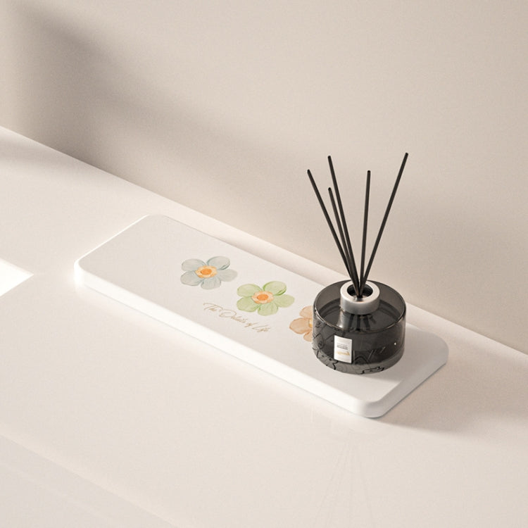 Diatomite Countertop Drying Mat Water Absorbent Coaster Bathroom Vanity Soap Tray Sink Drainage Mat, Style: 22.5x7cm Cute Flower