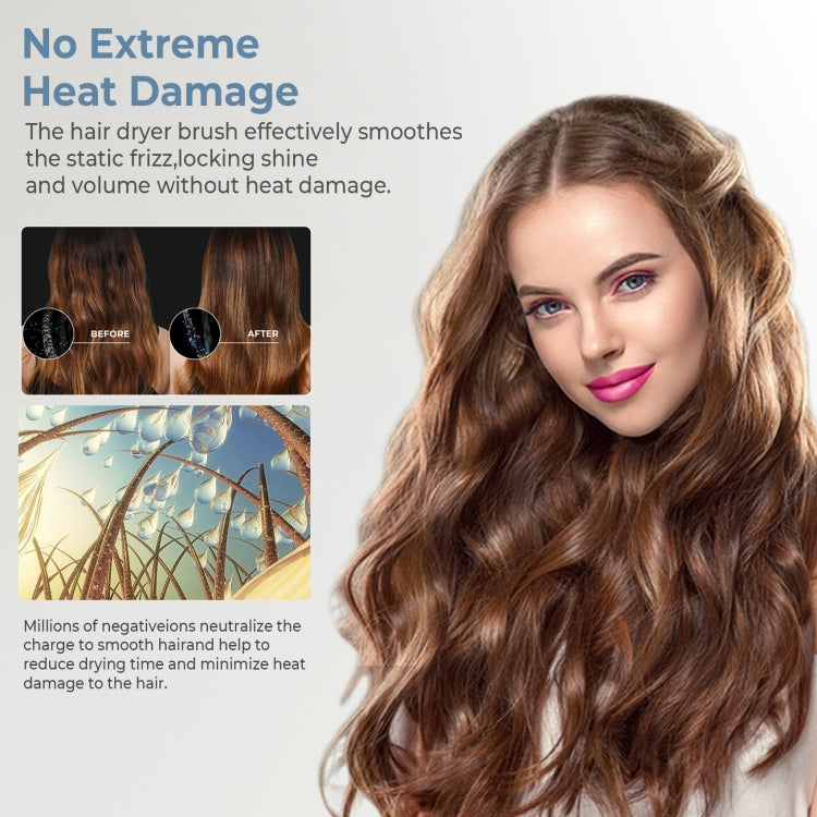 5 in 1 Hot Air Comb Automatic Curling Negative Ion Hair Dryer, Color: Blue Gold US Plug