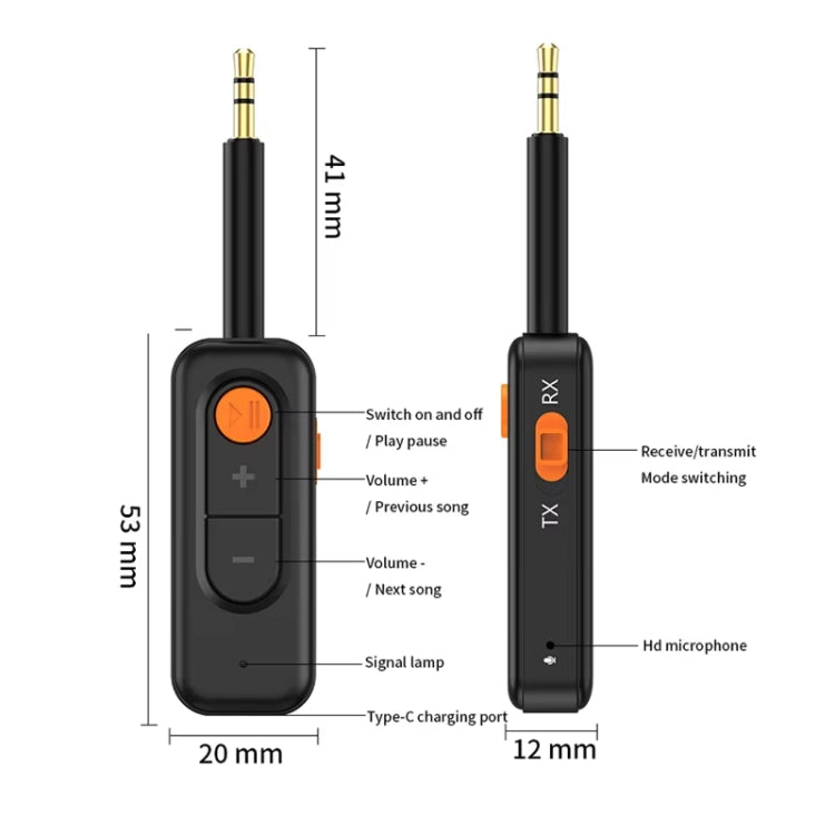 2-in-1 Receiver Bluetooth Transmitter with Call Aux Car Bluetooth Adapter
